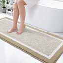 OLANLY Bathroom Rugs 59x24, Extra Soft and Absorbent Microfiber Bath Mat, Non-Slip, Machine Washable, Quick Dry Shaggy Bath Carpet, Suitable for Bathroom Floor, Tub, Shower (Long, Beige)