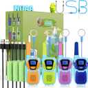 Walkie Talkies for Kids Rechargeable 4 Pack Walkie-Talkies Long Range 4 Miles NOAA FRS 2 Way Radio for Adults Camping Skiing Cruise, Family Adventure Toys for 3-12 Year Old Boys Girls Toddlers (Blue Green Gold Violet)