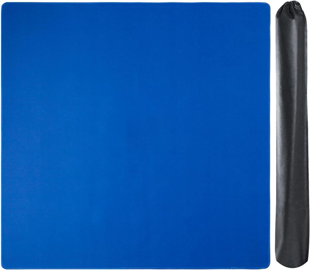 Large Mahjong Mat with Black Carrying Bag (Blue,31.5 inches), Anti Slip and Noise Reduction Table Cover for Mahjong, Poker, Card Games, Dominoes, Board Games, Slip Resistant Mat