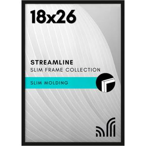 Americanflat 18x26 Poster Frame with Polished Plexiglass - Streamline Collection - Thin Border Picture Frame for Wall Display - Hanging Hardware Included - Black