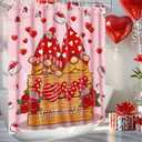 Fiodrimy Valentines Shower Curtain, Gnome Shower Curtain for Bathroom, Valentine's Day Decorations Fabric Bath Accessories