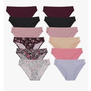 FINETOO 12Pack Womens Seamless Underwear No Show Cheeky Panties Invisibles Briefs Soft Stretch Bikini Hipster M