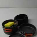 7Pcs Camping Pan Set - Backpack Cookware Pot and Pans Set, Survival Cooking Kit for Hiking, Picnic (Orange)