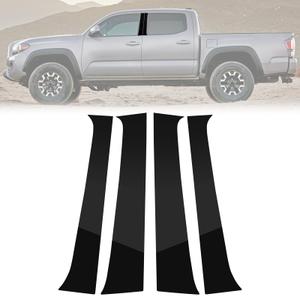 AMSPRAC Door Pillar Covers Fit for Toyota Tacoma 2016-2023,Exterior B Pillar Molding Post Trim Overlay,Pre-Cut Side Pillar Cover Trim Protector,Anti-Scratch,4PCS,Glossy Black