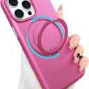 ankofave Magnetic for iPhone 14 Pro Max Phone Case with 360 Spin Stand, Matte Luxury Metallic Luster, 3.0 mm Thick Protection Hard PC Scratch-Resistant Case for iPhone 14 Pro Max 6.7", Rose Red