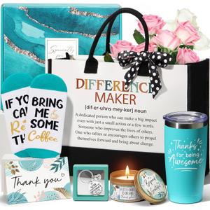Thank You Gifts for Women, Administrative Professional Day Gifts, Employee Appreciation Gift for Coworkers, Office Farewell Thank You Gift Basket for Teacher Nurse Mom Boss Hostess w/ Canvas Tote Bag A1.thank You