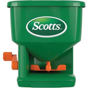 Scotts Whirl Hand-Powered Spreader - for Grass Seed, Lawn Fertilizers, Salt, and Ice Melt, Handheld Spreader Holds Up to 1,500 sq. ft. of Product