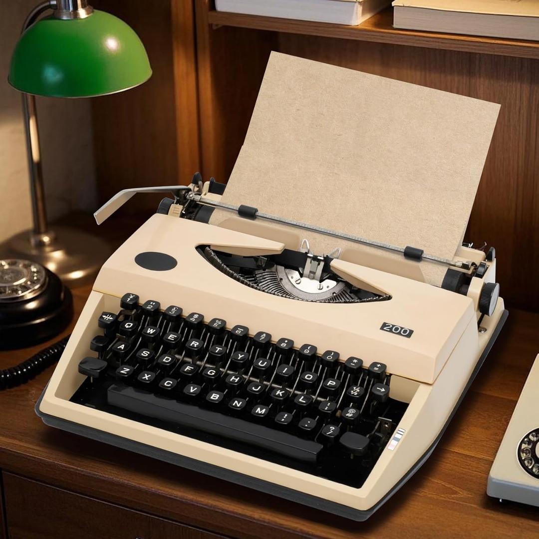 [Chic Cream Edition] Artisan-Refurbished Vintage Manual Typewriter  Retro Elegance/Kids' Mechanical Adventure/Timeless Keystroke Experience