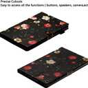 for Amazon Kindle Fire HD 10 Case 10.1 inch Tablet 9th/ 7th Generation (2019/2017) with Pencil Holder/Card Pockets [Auto Wake/Sleep] Smart PU Leather Folio Stand Cover, Black Rose Flower