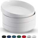 KooK Pasta Bowl, Bowl Plate, Low Bowl, Plate Bowls, Ceramic Large Shallow Bowls, Microwave and Dishwasher Safe, Great for Soups and Salads, Glossy Porcelain, 47 oz, Set of 4, White