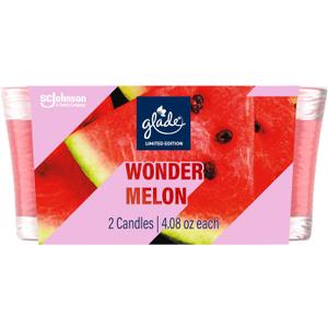 Glade Candles, Wonder Melon Limited Edition, Fragrance Infused with Essential Oils, 8.16 oz Total, 2 Pack