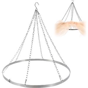 24in x 24in Ceiling Drapes Hanging Kit for 6 Panels Ceiling Drapes Silver Metal Ceiling Hanging Hook for Draping Fabric Ring Hardware Kit for Prom Party Wedding Ceremony Studio Decorations