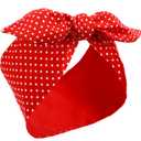 Hicarer Halloween Red Polka Dot Bow Headband Cute Bandana Retro Headband 50s Outfit Hair Headwrap with Wire Vintage Hair Accessories Cosplay Costume for Women(Small Dots)