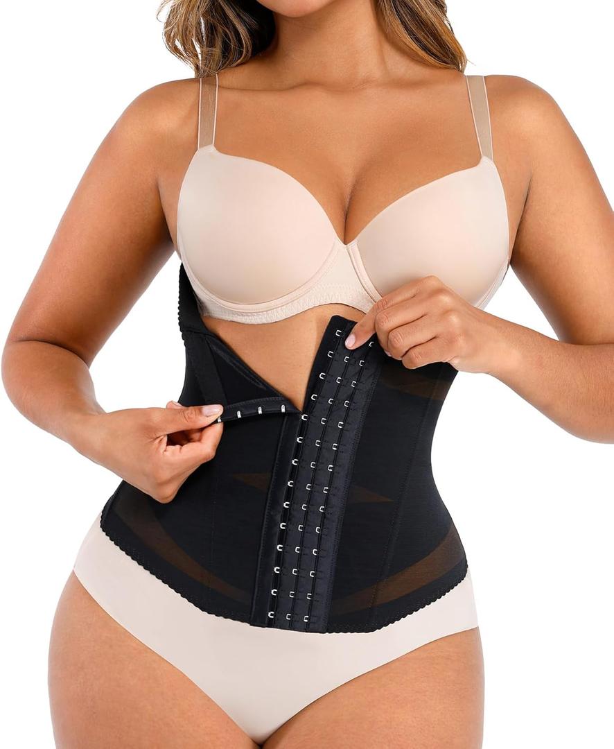 Lover-Beauty Waist Trainer for Women Tummy Control Body Shaper Mesh Corset Waist Cincher Corset Shapewear Compression Girdle (Black, XXL)