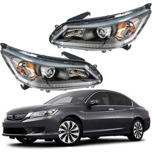 Headlight Assembly Replacement for Accord 2013 2014 2015 Headlight Assembly without DRL Headlamps Pair Left and Right Side Headlight Replacement for 33100T2AA01 33150T2AA01 HO2502151 HO2503151