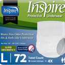 Inspire Protective Underwear for Men and Women | Adult Diapers for Bowel Incontinence | Disposable Underwear for Women and Men (Large) 72 Ct