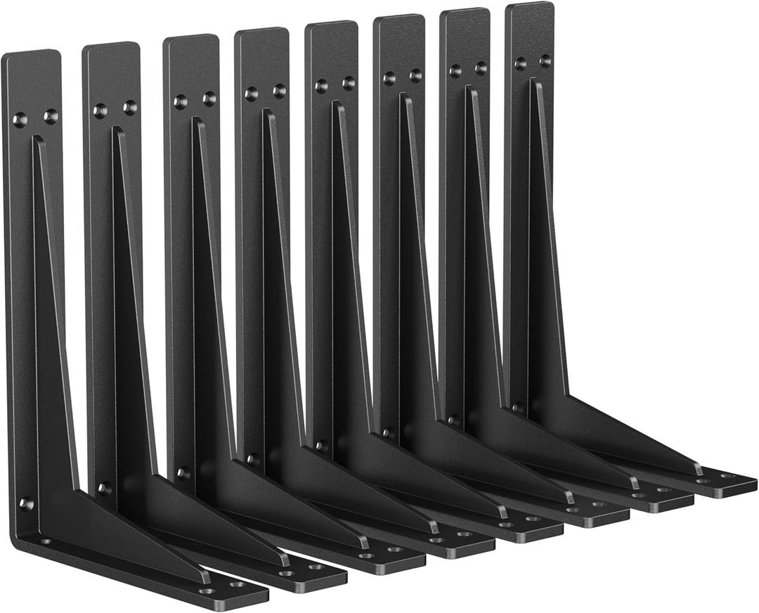 8-Pack 6 Inch Heavy Duty Shelf Brackets, Premium Metal Wall Bracket for Mantel, Countertop Support, Garage Storage Shelves | Floating Shelf Hardware | High Strength Corner Brace