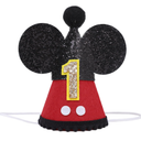 Mouse 1st Birthday Party Hat - Mouse First Party Hat, Mouse Theme Party Crown, Cake Smash Hat,Mouse Ears,Cake Smash，Red Black