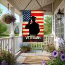 Veterans Day Garden Flag 28 x 40 Inch Double Sided House Flag with American Flag and Soldier Salute Design for Outdoor Yard Porch Memorial Patriotic Decor