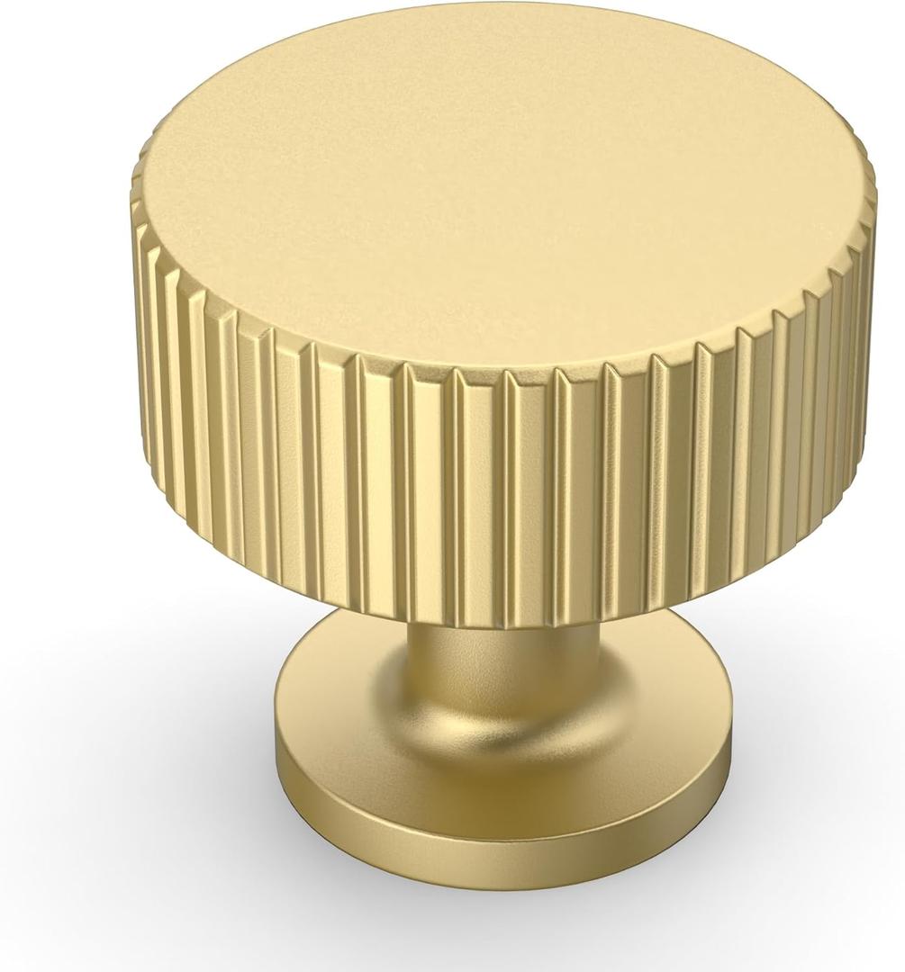 Amerdeco 10 Pack Brushed Gold Cabinet Knobs Single Hole Cabinet Pulls 1 Inch Drawer Knobs and Pulls for Bathroom Cabinets ZH0071