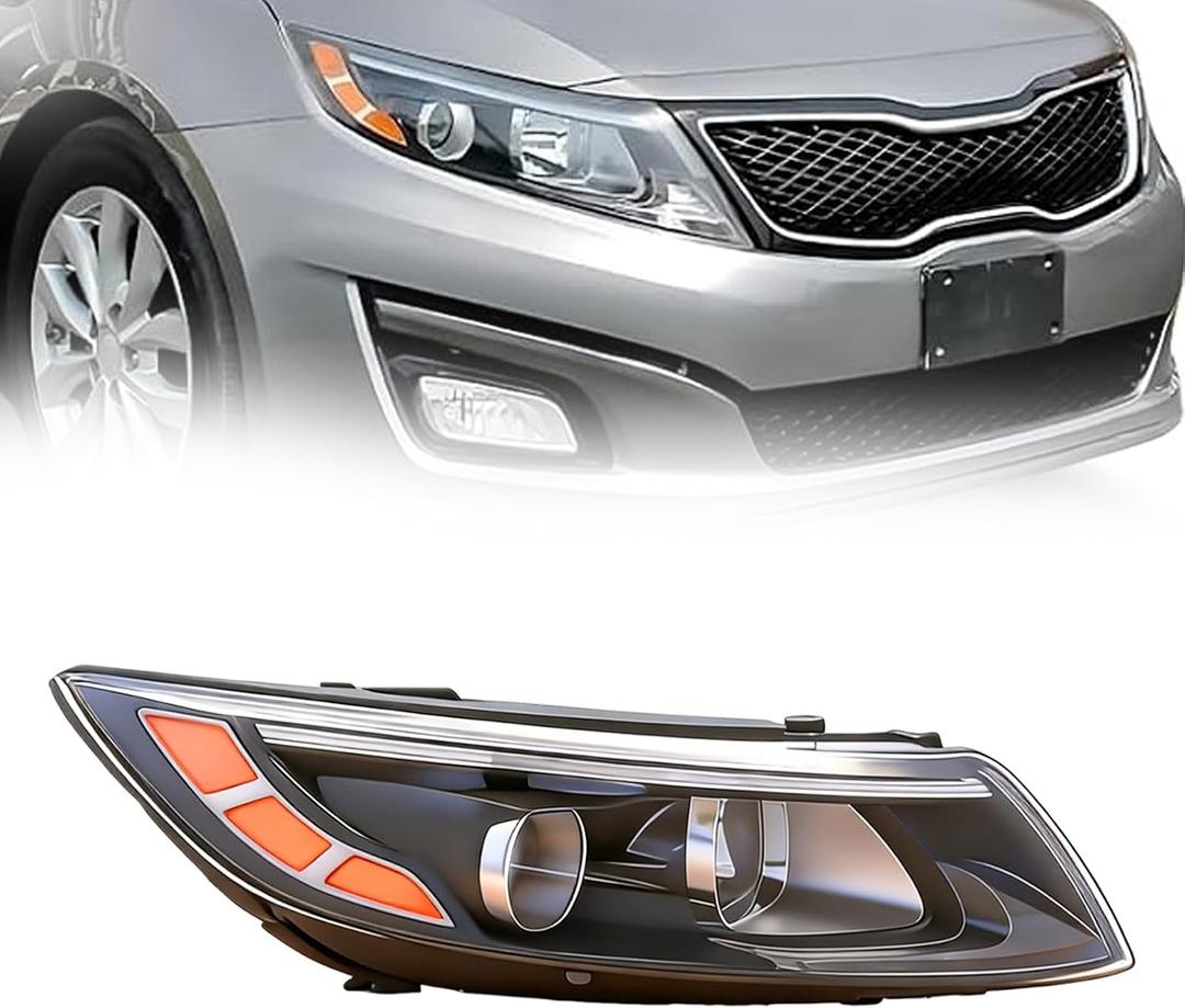 Halogen Headlight Assembly Compatible with 2014 2015 Kia Optima Headlight Headlamp Projector w/o LED w/Bulb (Passenger Right Side)