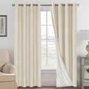 H.VERSAILTEX Curtains for Bedroom Black Out Thermal Insulated Linen Textured Curtains Room Darkening Curtain Living Room Curtain 2 Panel Sets, Bleached Sand, 52x96 Inch