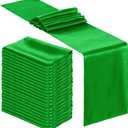 Bencailor 24 Pcs Emerald Green Satin Table Runner Bulk 12 x 108 Inches Long Table Runners Bright Smooth Fabric Tablecloth for Wedding Banquet Birthday Spring Graduation Party Decorations