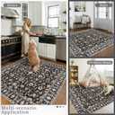 Washable 6x6 Square Rug: Non Slip Soft Stain Resistant 6 ft Carpet for Living Room Bedroom Dinning Room Entryway - Low Pile Indoor Floor mat Farmhouse Decor for Family with Pets & Kids 6x6 Black