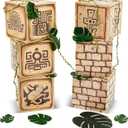 19 Pcs Jungle Safari Party Decorations 12 Inch Jungle Theme Favor Boxes with Burlap Leaf Ribbon and Tropical Palm Leaves for Classroom Woodland Adventure Birthday Baby Shower Decor