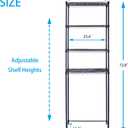 Zvyteay 4 Tier Mini Fridge Shelf Adjustable Height Storage Shelf Metal Storage Rack Mini Fridge and Microwave Stand for Dorm, Kitchen, Office, Black