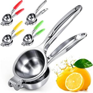 Lemon Squeezer Large, Lemon Squeezer Juicer Stainless Steel, Heavy Duty Manual Citrus Juicer Hand Press, Kitchen Tools Lime Squeezer Bar Tool, Easy to Clean Metal Lemon Hand Press