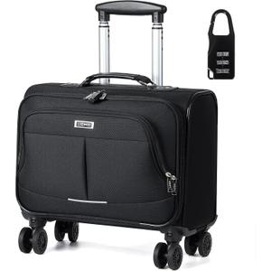 Lekebobor Rolling Laptop Bag Rolling Laptop Briefcase on Wheels for Women Fits Up to 15.6Inch computer Bags Water Resistant for Work Travel and Business, Black (Large)