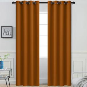 Yakamok Burnt Orange Curtains 84 Inches Length Blackout Curtain for Bedroom-Hallowmas Decor Orange Room Darkening Thermal Insulated Grommet Drapes for Living Room, 52W x 84L, 2 Panels