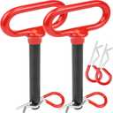 Wellmax 2-Pack 5/8" x 4-1/2" Steel Hitch Pin with 4pcs 3" R Clip, Clevis Pin Hitch with Rubber-Coated Handle, Red Color