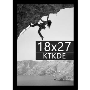 KTKDE 18x27 Picture Frame Black, Poster Frame Wooden, Puzzles Posters Photos or Artwork Photo Frame Vertical & Horizontal Wall Hanging
