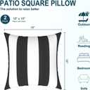 DYTXIII Pack of 2 Waterproof Outdoor Pillow with Inserts, 18x18 Square Patio Decorative Throw Pillow for Home,Sofa,Bench and Patio Furniture,Cabana Black
