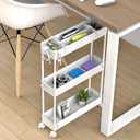 SPACELEAD Slim Storage Cart 3 Tier,Bathroom Organizer Rolling Utility, Mobile Shelving Unit Slide Out for Office, Kitchen, Laundry Room & Narrow Places,White, 5.1 X 15.75 24 Inches