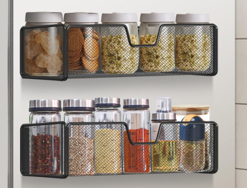 2 pack Magnetic Basket Organizer Holder for Fridge Magnetic Shelf Magnetic Storage Bin Box Containers for Refrigerator Whiteboard Classroom Magnetic Organizer