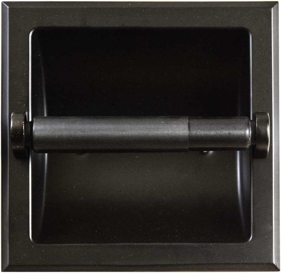 SENTO Recessed Matte Black Toilet Paper Holder, Wall Mounted Heavy Duty Metal Toilet Paper Roll Holder with Rear Mounting Bracket, in Wall, Easy Installation, Matte Black
