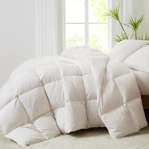 Homemate Goose Feather Down Comforters Duvet Inserts Cal King Size - White Duvet Comforter Insert for All Seasons, Oversized Down Comforter with Fluffy 56oz Down Filled Cal King 96 x 104 Inch