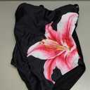 Herseas Women's Metal Ring Adjustable Wide Straps Wire Free Black One Piece Swimsuit Floral Print Tummy Control Slimming Bathing Suit Modest Cruise Essentials, Medium