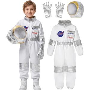 Koatobbor Kids Astronaut Costumes America Spacesuit for Boys Girls Space Jumpsuit Halloween Dress up