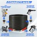 RIDGE WASHER Pressure Washer Hose 50 Feet X 3/8 Inch for Hot and Cold Water, 2-Wire Steel Braid Hose (R2), 3/8 Inch Quick Connect, 6000 PSI