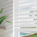 Joydeco Cordless Zebra Blinds for Windows, Dual Layer Free-Stop Zebra Shades Privacy Light Control for Day and Night, Light Filtering Sheer Blinds for Indoor Windows, Home (35" W X 75" H, White) (35" W x 75" H Ready Made, Off-white)