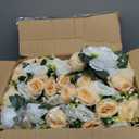 NUPTIO Artificial Flower Centerpieces for Tables: 10 Pcs Peachy Champagne & White Flower Ball Arrangement for Wedding Party - 9.5 Inch Diameter Floral Rose for Bridal Shower Decor