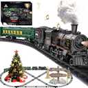 Electric Train Sets for Kids Metal Alloy Christmas Train Toys Steam Locomotive, Glowing Passenger Carriages, Luxury Tracks, Light & Sounds Rechargeable Birthday Gifts for Boys Girls Red Green …