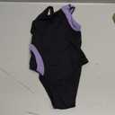 Kids Girls Athletic Swimsuit One Piece Solid Swimwear for Practice and Competition in Black and Navy Bathing Suit (6-7 Years)