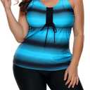 LALAGEN Womens 2025 Plus Size Tankini Swimsuits Rash Guard Capris Athletic Two Piece Swimwear Bathing Suits for Women Size 2XL