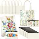 Amylove 24 Pcs Mini Blank Bag Bulk Include Blanks Small Tote Bag Blanks and Small Make up Bags for Sublimation Painting DIY (8.5 x 8,Natural Color)