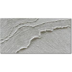 NANKAI Abstract Oil Painting, Black and White Beach Waves Landscape, 24x48 Inch, Hand-painted, Wall Art Decor for Living Room, Bedroom, Office (NKHB027)